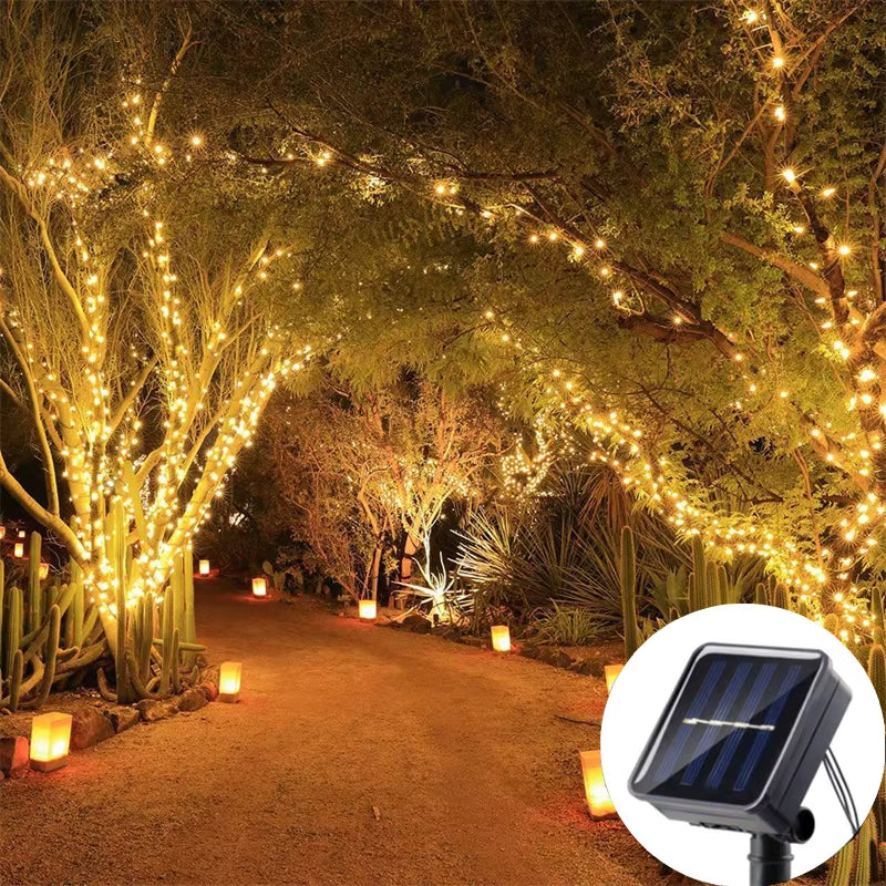 Luces Solares Navideñas de 20 Metros y 170 Luces Led🎄(Amarillas y Multicolor)