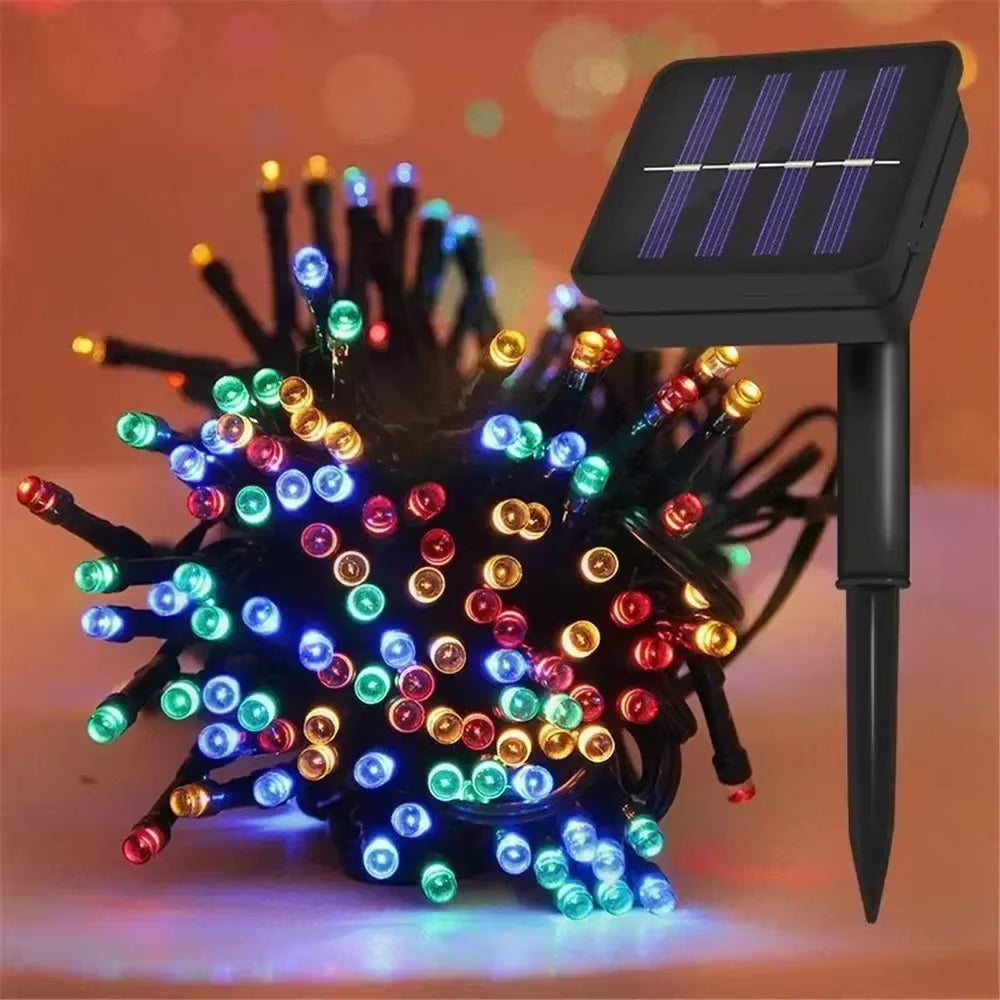 Luces Solares Navideñas de 20 Metros y 170 Luces Led🎄(Amarillas y Multicolor)