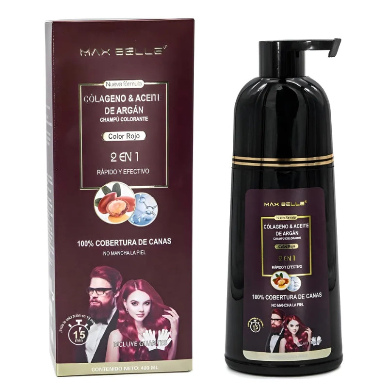 🖤 Shampoo Colorante Anti Canas Natural 2 en 1 con Colágeno y Aceite de Argán (Incluyen Guantes)
